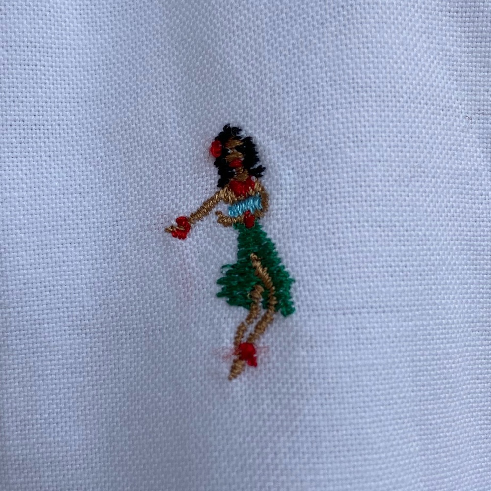 Gap Mens Medium Standard Fit Hawaiian Luau Girl Shirt